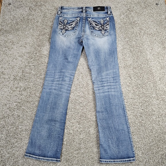 Miss Me Jeans Womens 28 Standard Boot Mid Rise Medium Wash Stretch Denim - Picture 6 of 11